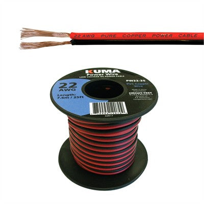 Low Voltage DC Power Cable, 22AWG, 25ft Roll (PW22-25)