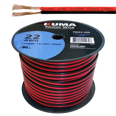 Low Voltage DC Power Cable, 22AWG, 500ft Roll (PW22-500)