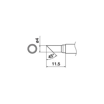 Tip for Hakko FX951/FM206 - Beveled 4.0 mm, 45° (T15-C4)