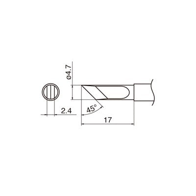 Tip for Hakko FX951/FM206 - Knife 4.7mm, 45° (T15-KF)