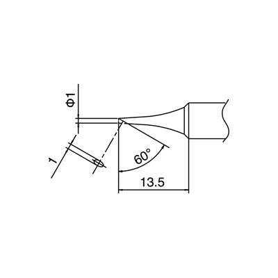 Tip for Hakko FX888D - Beveled 1.0mm, 60° (T18-C1/P)