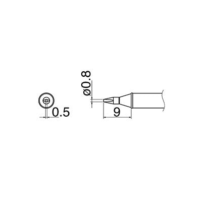 Tip for FX100 - Chisel, 0.8mm, 400°C / 750°F (T31-02D08)